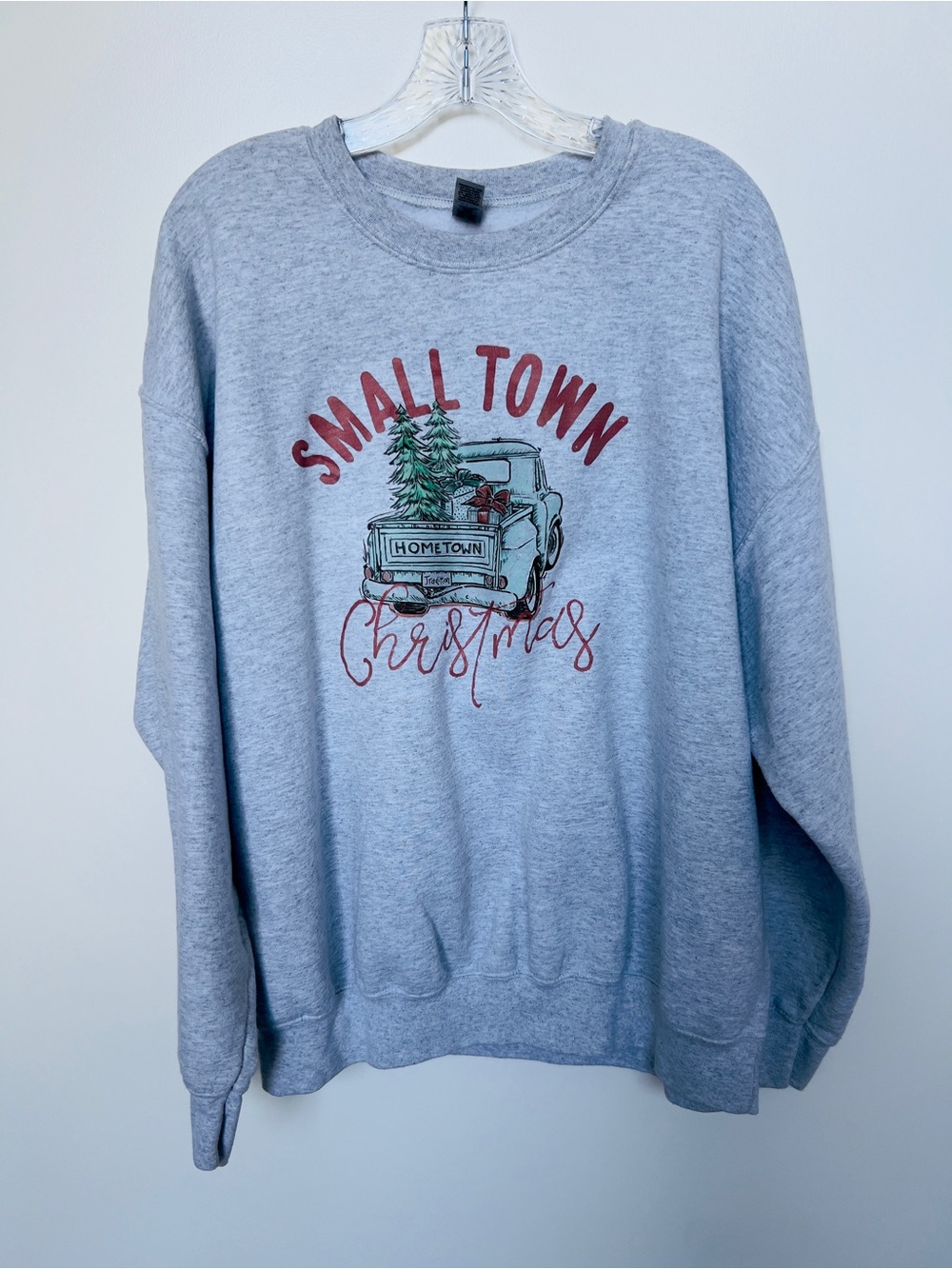 Small Town Christmas Graphic Crewneck Sweatshirt - Gray XL
